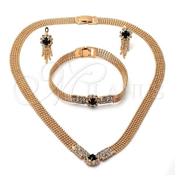 Collar, Pulsera y Dije 5.012.002 Oro Laminado, con Blanca Zirconia Cubica, Pulido, Tono Dorado
