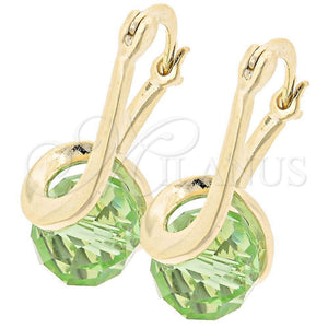 Argolla Pequeña 5.120.018 Oro Laminado, Diseño de Espiral, con Peridoto Cristal, Pulido, Tono Dorado