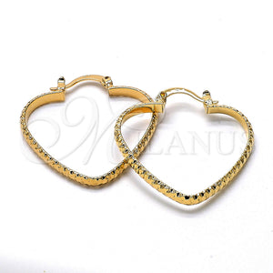 Argolla Mediana 5.154.021 Oro Laminado, Diseño de Corazón, Diamantado, Tono Dorado