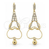 Arete Largo 5.073.005 Oro Laminado, Diseño de Corazón, con Blanca Zirconia Cubica, Pulido, Tono Dorado