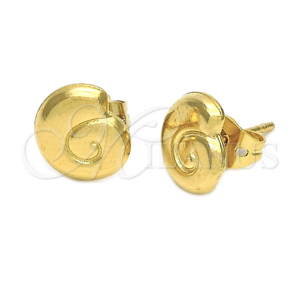 Arete Dormilona 5.127.036 *PROMO* Oro Laminado, Diseño de Espiral y Espiral, Diamantado, Tono Dorado