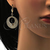 Arete Colgante 60.012 Oro Laminado, con Blanca Cristal, Diamantado, Tono Dorado