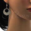 Arete Colgante 60.012 Oro Laminado, con Blanca Cristal, Diamantado, Tono Dorado