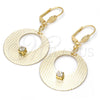 Arete Colgante 60.012 Oro Laminado, con Blanca Cristal, Diamantado, Tono Dorado