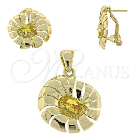 Juego de Arete y Dije de Adulto 5.046.004 Oro Laminado, con Dorado Zirconia Cubica, Pulido, Tono Dorado