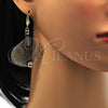 Arete Colgante 80.004 Oro Laminado, Diseño de Oja y File, con Blanca Cristal, Pulido, Tono Dorado