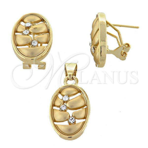 Juego de Arete y Dije de Adulto 5.053.002 Oro Laminado, con Dorado Cristal, Mate, Tono Dorado