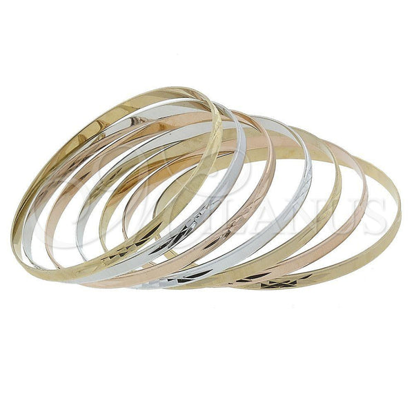 Aro Semanario 116.010.05 Oro Laminado, Diamantado, Tres Tonos (04 MM Thickness, Size 5 (2.50 Diameter))