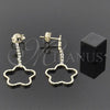 Arete Largo 95.003 Oro Laminado, Diseño de Estrella, con Blanca Zirconia Cubica, Pulido, Tono Dorado