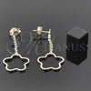 Arete Largo 95.003 Oro Laminado, Diseño de Estrella, con Blanca Zirconia Cubica, Pulido, Tono Dorado