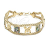 Pulsera Elegante 25.009 Oro Laminado, Diseño de Mariposa, con Blanca Cristal, Pulido, Tono Dorado (25 MM Thickness, 8 Inches Length)