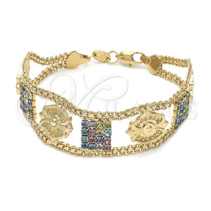 Pulsera Elegante 23.007 Oro Laminado, con Multicolor Cristal, Pulido, Tono Dorado (25 MM Thickness, 8 Inches Length)