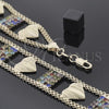 Pulsera Elegante 25.005 Oro Laminado, Diseño de Corazón, con Multicolor Zirconia Cubica, Pulido, Tono Dorado (25 MM Thickness, 8 Inches Length)