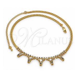 Gargantilla Elegante 5.011.004 Oro Laminado, con Zirconia Cubica Blanca, Pulido, Tono Dorado (Calibre 0.50, Grosor 04 MM, 22 Pulgadas de Largo)