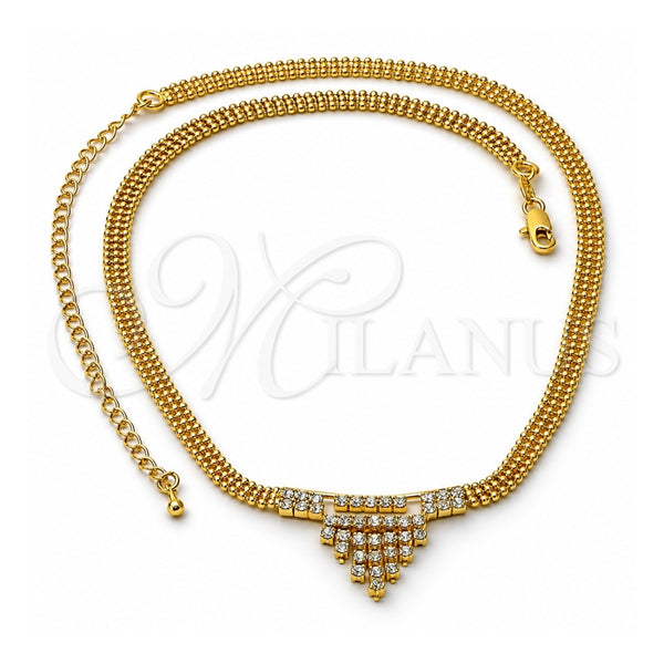 Gargantilla Elegante 5.011.005 Oro Laminado, con Zirconia Cubica Blanca, Pulido, Tono Dorado (20 Pulgadas de Largo)