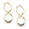 Argolla Mediana 5.141.016 Oro Laminado, con Multicolor Zirconia Cubica, Pulido, Tono Dorado