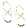 Argolla Mediana 5.141.016 Oro Laminado, con Multicolor Zirconia Cubica, Pulido, Tono Dorado