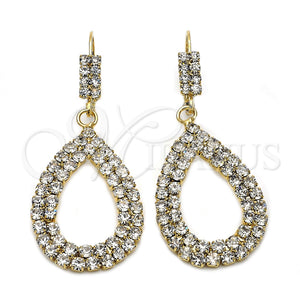 Arete Colgante 5.097.010 Oro Laminado, Diseño de Gota, con Blanca Zirconia Cubica, Pulido, Tono Dorado