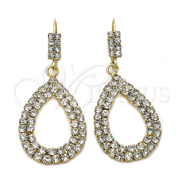 Arete Colgante 5.097.010 Oro Laminado, Diseño de Gota, con Blanca Zirconia Cubica, Pulido, Tono Dorado