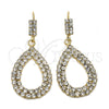Arete Colgante 5.097.010 Oro Laminado, Diseño de Gota, con Blanca Zirconia Cubica, Pulido, Tono Dorado