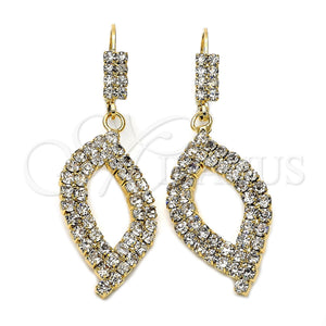 Arete Colgante 5.091.008 Oro Laminado, con Blanca Zirconia Cubica, Pulido, Tono Dorado