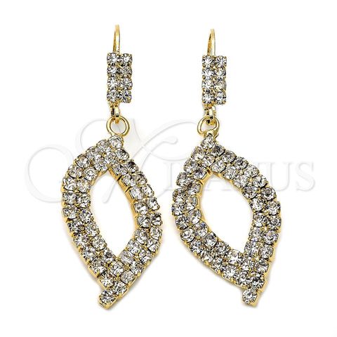 Arete Colgante 5.091.008 Oro Laminado, con Blanca Zirconia Cubica, Pulido, Tono Dorado