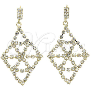 Arete Largo 5.124.002 Oro Laminado, con Blanca Zirconia Cubica, Pulido, Tono Dorado