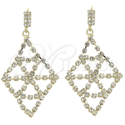 Arete Largo 5.124.002 Oro Laminado, con Blanca Zirconia Cubica, Pulido, Tono Dorado