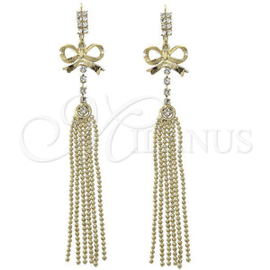 Arete Largo 5.066.004 Oro Laminado, Diseño de Arco, con Blanca Zirconia Cubica, Pulido, Tono Dorado