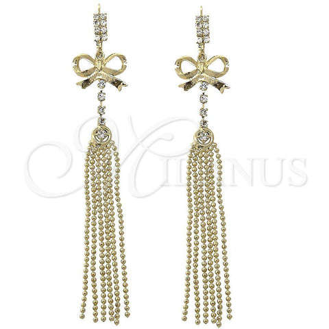 Arete Largo 5.066.004 Oro Laminado, Diseño de Arco, con Blanca Zirconia Cubica, Pulido, Tono Dorado