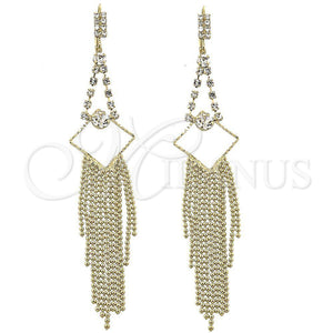 Arete Largo 5.077.003 Oro Laminado, con Blanca Zirconia Cubica, Diamantado, Tono Dorado