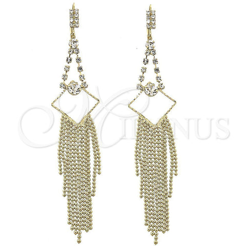 Arete Largo 5.077.003 Oro Laminado, con Blanca Zirconia Cubica, Diamantado, Tono Dorado