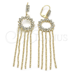 Arete Largo 02.51.0017 Oro Laminado, con Blanca Zirconia Cubica, Pulido, Tono Dorado