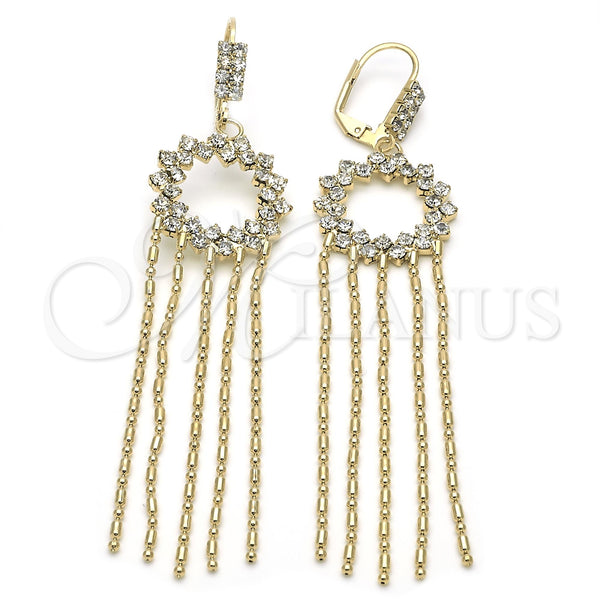 Arete Largo 02.51.0017 Oro Laminado, con Blanca Zirconia Cubica, Pulido, Tono Dorado