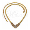 Gargantilla Elegante 5.011.003 Oro Laminado, con Zirconia Cubica Blanca, Pulido, Tono Dorado (Calibre 0.50, Grosor 04 MM, 20 Pulgadas de Largo)
