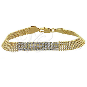 Pulsera Elegante 5.011.010 Oro Laminado, con Blanca Zirconia Cubica, Pulido, Tono Dorado (07 MM Thickness, 8 Inches Length)