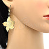 Arete Colgante 61.012 Oro Laminado, Diseño de Flor, Pulido, Tono Dorado