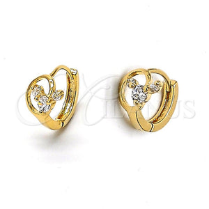 Argolla Huggie 5.132.019 Oro Laminado, con Blanca Zirconia Cubica, Pulido, Tono Dorado