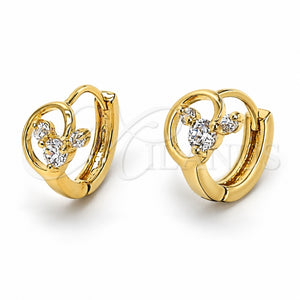 Argolla Huggie 5.132.019 Oro Laminado, con Blanca Zirconia Cubica, Pulido, Tono Dorado