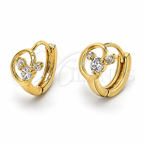 Argolla Huggie 5.132.019 Oro Laminado, con Blanca Zirconia Cubica, Pulido, Tono Dorado
