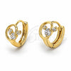 Argolla Huggie 5.132.019 Oro Laminado, con Blanca Zirconia Cubica, Pulido, Tono Dorado