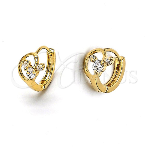 Argolla Huggie 5.132.019 Oro Laminado, con Blanca Zirconia Cubica, Pulido, Tono Dorado