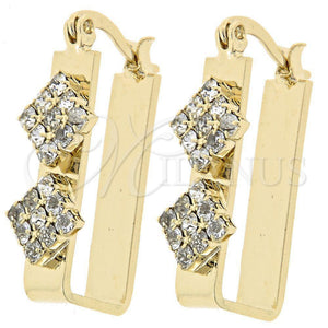 Argolla Mediana 5.141.018 Oro Laminado, Diseño de Flor, con Blanca Zirconia Cubica, Pulido, Tono Dorado