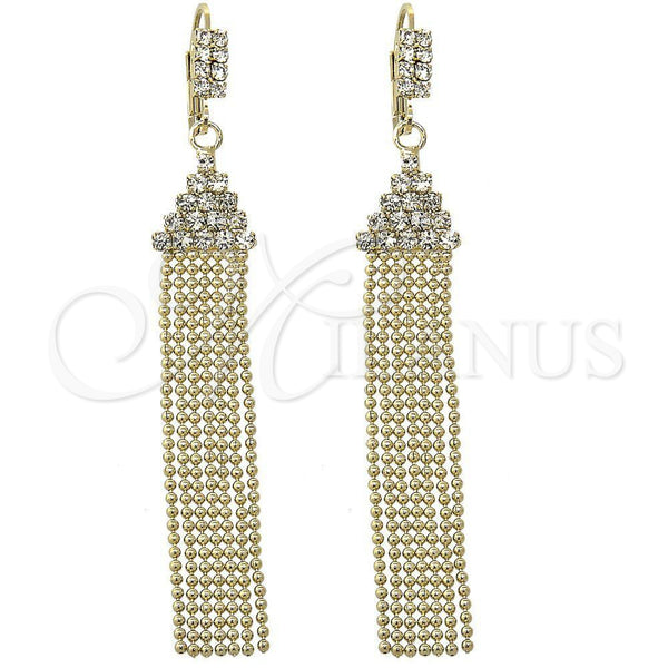 Arete Largo 5.124.027.1 Oro Laminado, con Blanca Zirconia Cubica, Pulido, Tono Dorado
