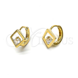 Argolla Huggie 5.132.028 Oro Laminado, con Blanca Zirconia Cubica, Pulido, Tono Dorado