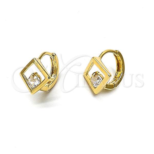 Argolla Huggie 5.132.028 Oro Laminado, con Blanca Zirconia Cubica, Pulido, Tono Dorado