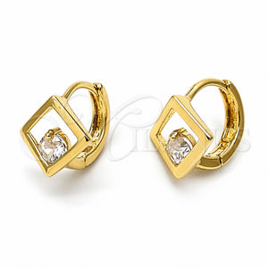 Argolla Huggie 5.132.028 Oro Laminado, con Blanca Zirconia Cubica, Pulido, Tono Dorado