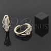 Argolla Huggie 97.026 Oro Laminado, con Blanca Zirconia Cubica, Pulido, Tono Dorado