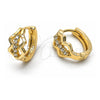 Argolla Huggie 97.026 Oro Laminado, con Blanca Zirconia Cubica, Pulido, Tono Dorado