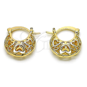 Argola de Niño 02.63.0415.16 Oro Laminado, Diseño de Corazón, Pulido, Tono Dorado